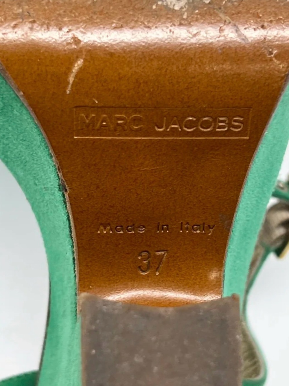 Marc Jacobs Emerald Green Suede Platform Sandals with Jewel Detail - Picture 10 of 13